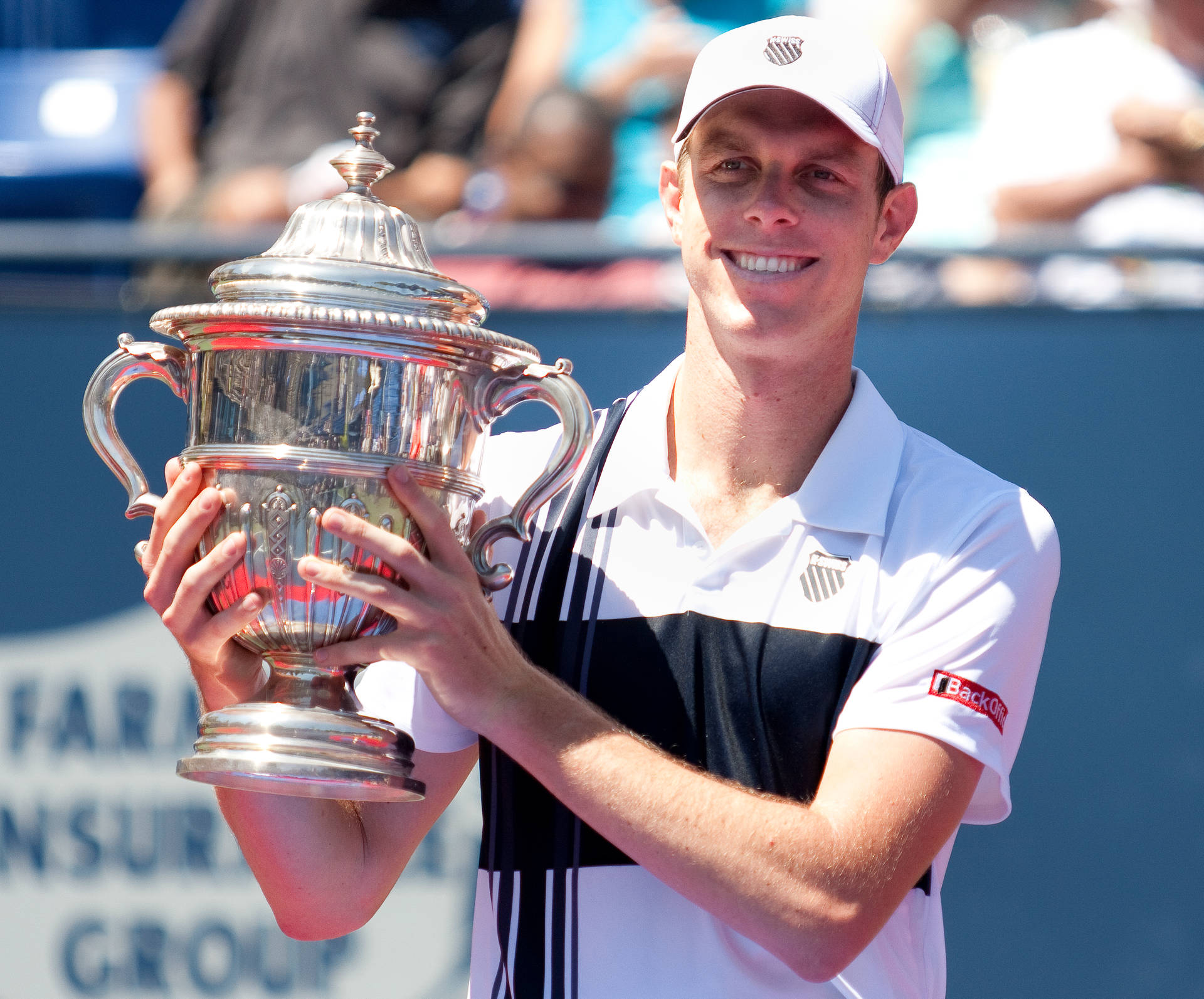 Sam Querrey With Trophy Background