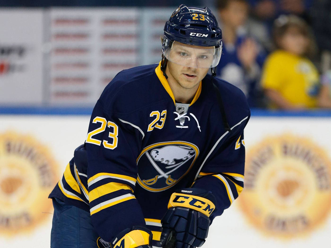 Sam Reinhart In Intense Nhl Game Against Winnipeg Jets Background