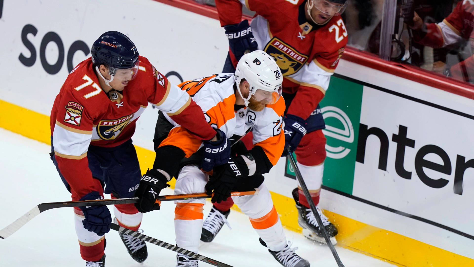 Sam Reinhart Of Florida Panthers Versus Philadelphia Flyers Background