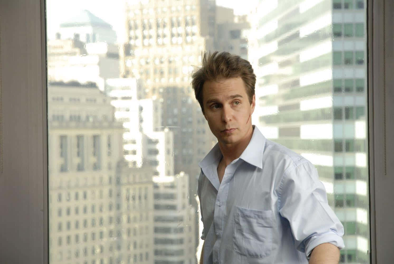 Sam Rockwell Office Themed Photoshoot