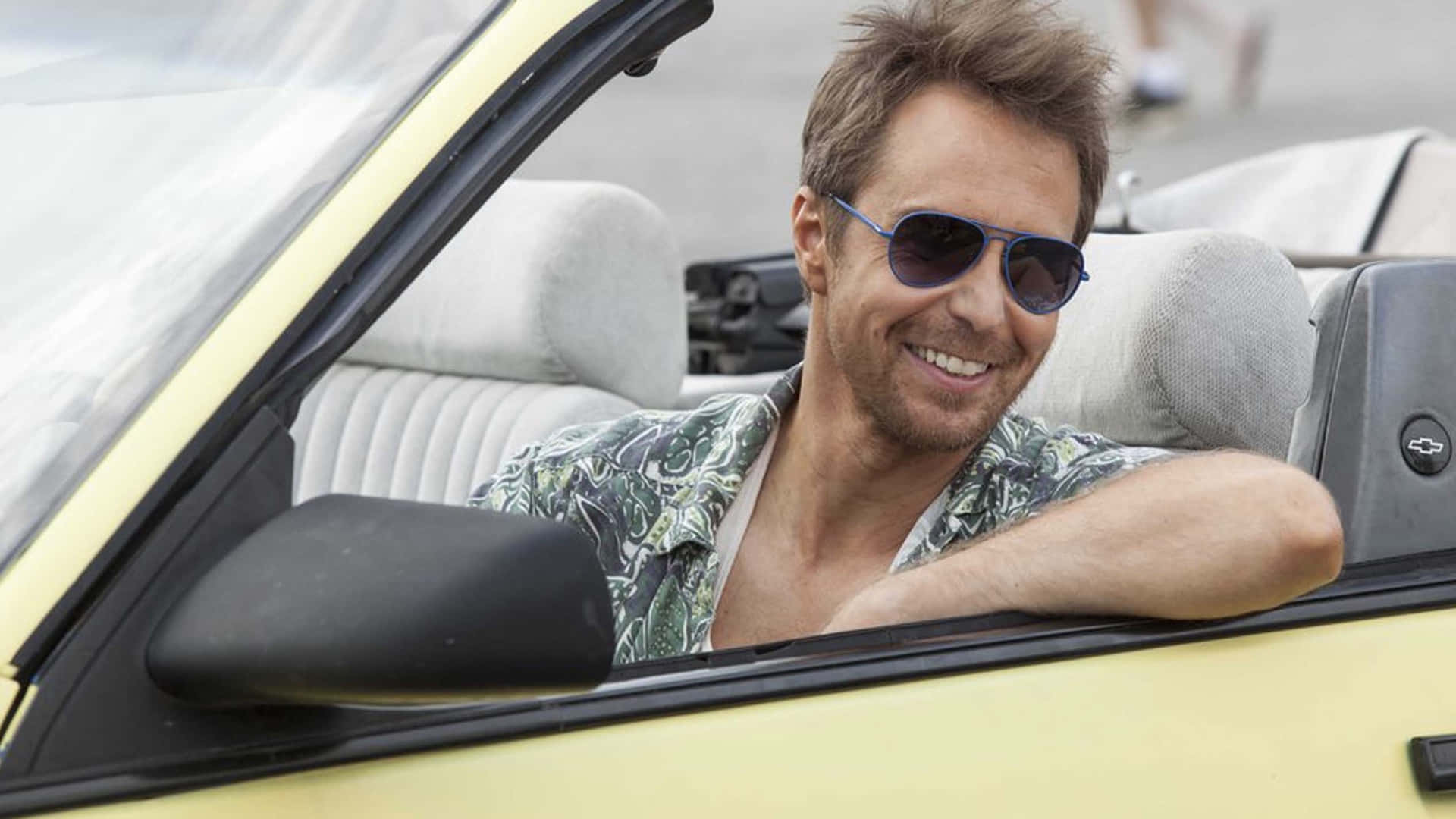 Sam Rockwell Smiling Car Photography