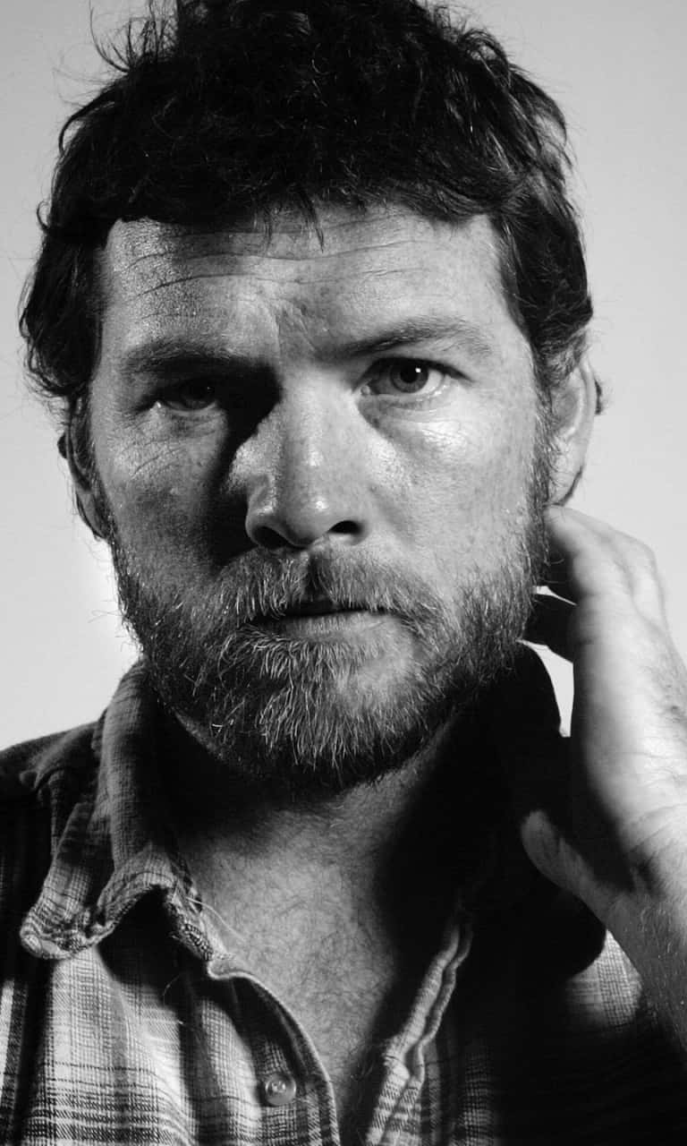 Sam Worthington Beard Black And White Photoshoot Background