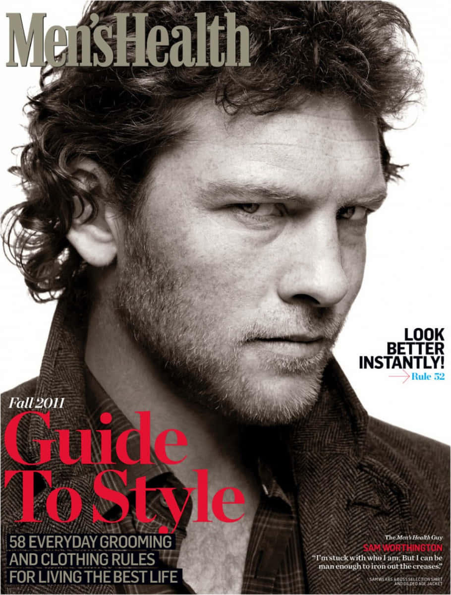 Sam Worthington Black And White Magazine Cover Background