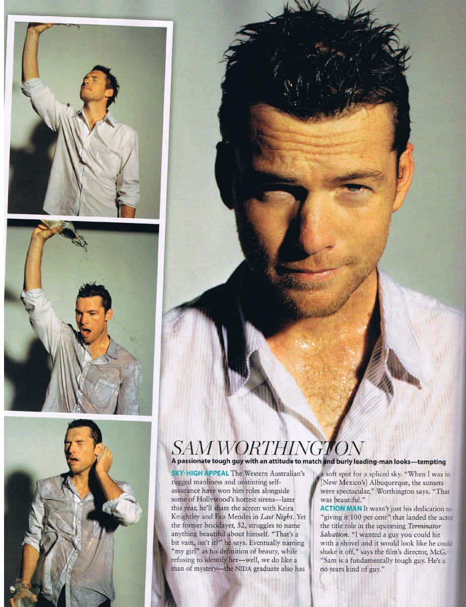 Sam Worthington Magazine Photo Collage Background
