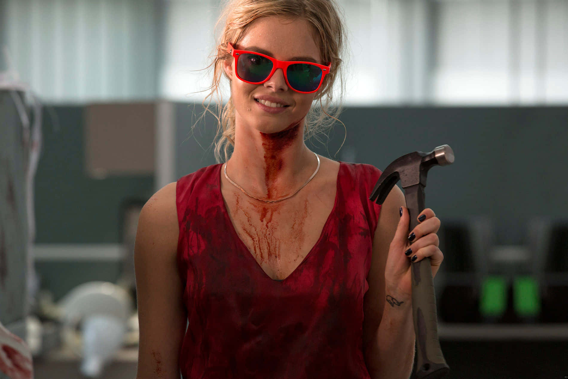 Samara Weaving Bloody Hammer Scene