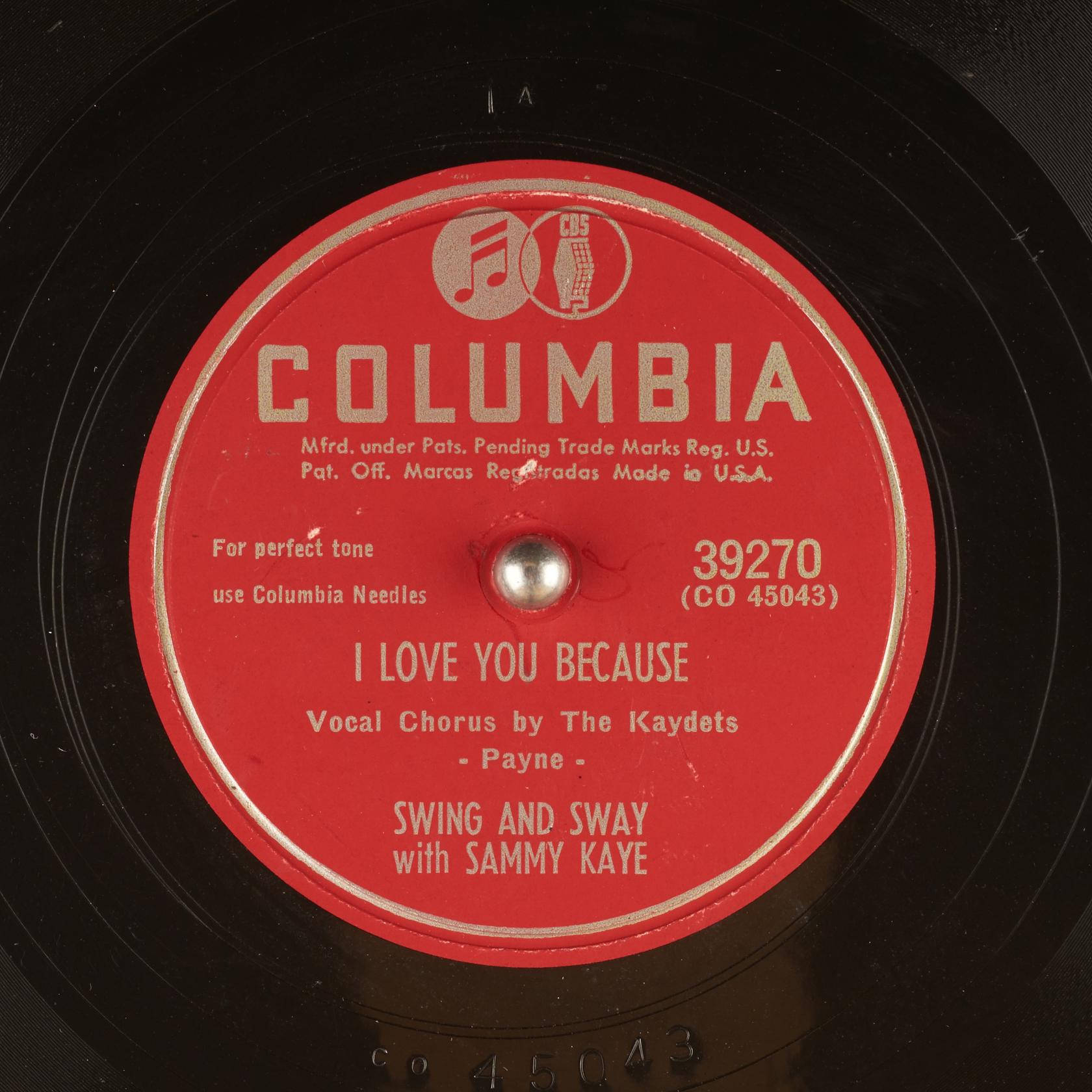 Sammy Kaye I Love You Because Vinyl Record