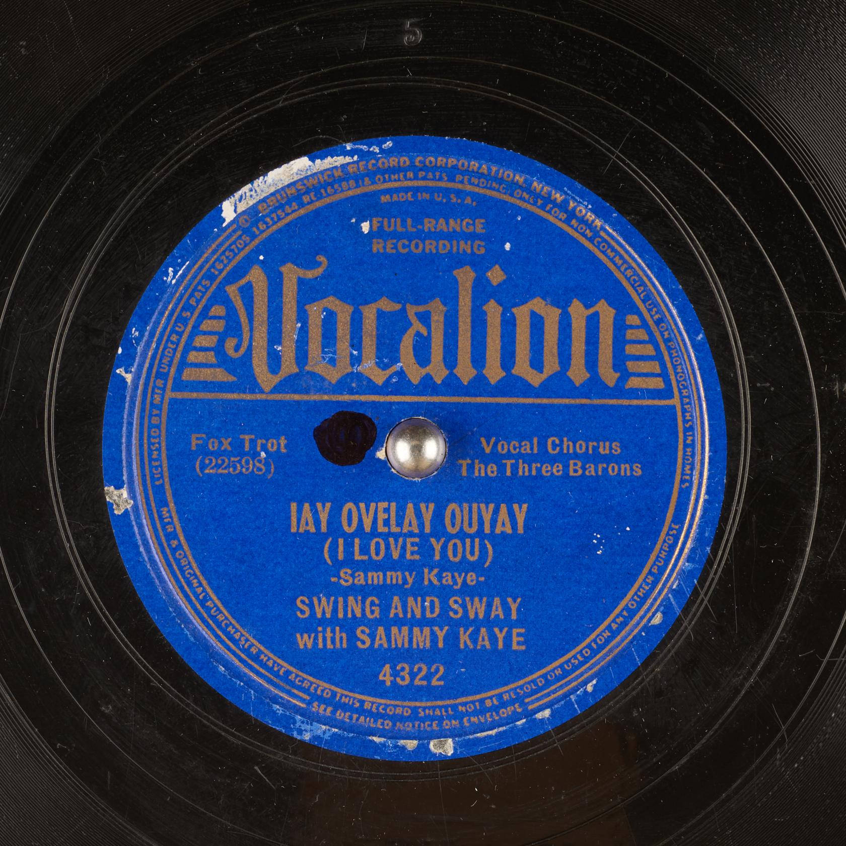 Sammy Kaye Iay Overlay Ouyay (i Love You) Vinyl Record