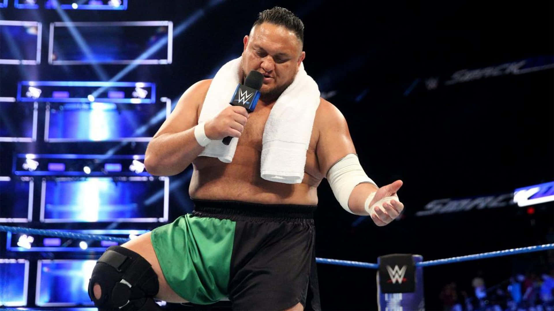 Samoa Joe Microphone Wwe Smackdown Background