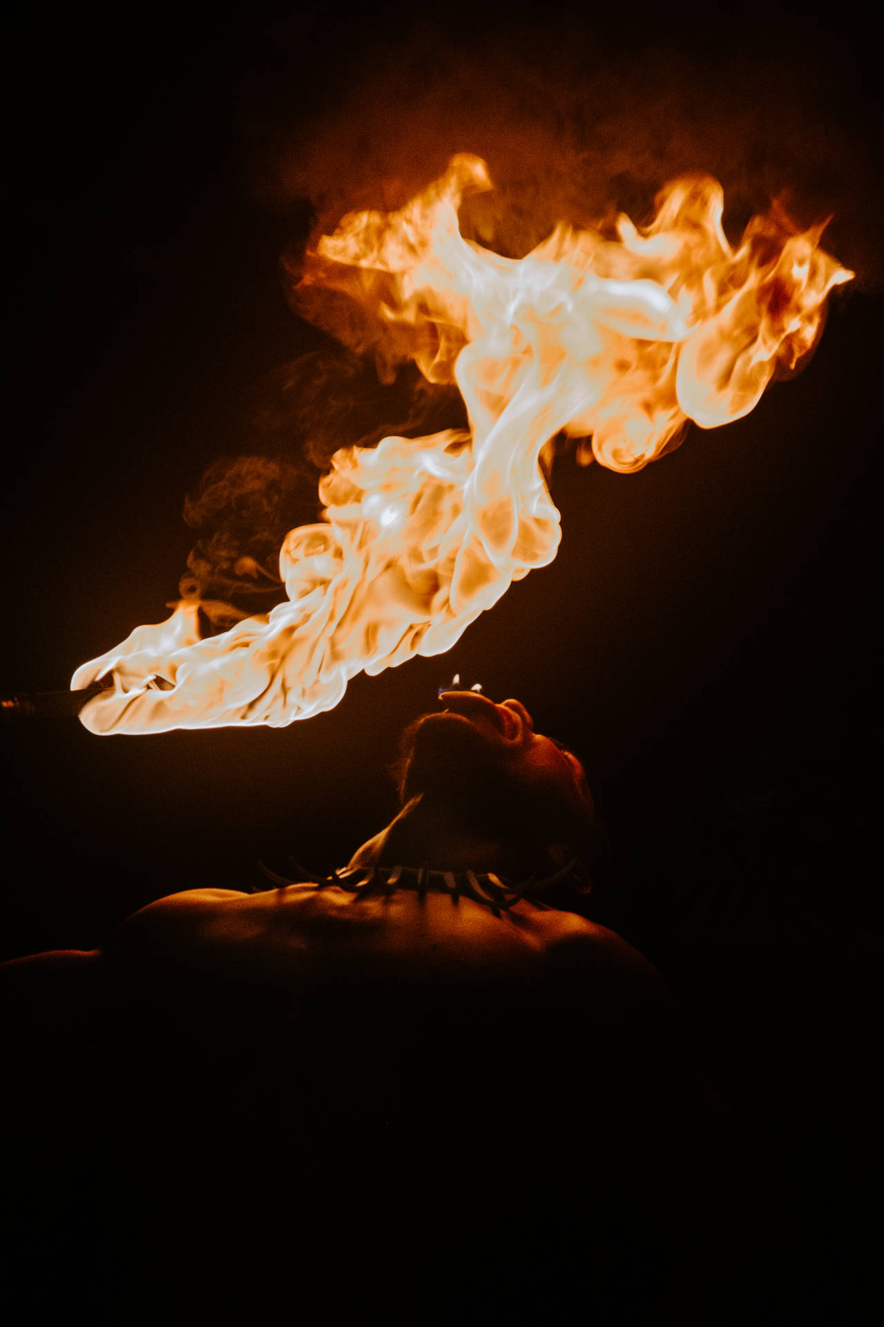 Samoa Night Fire Dancer Background