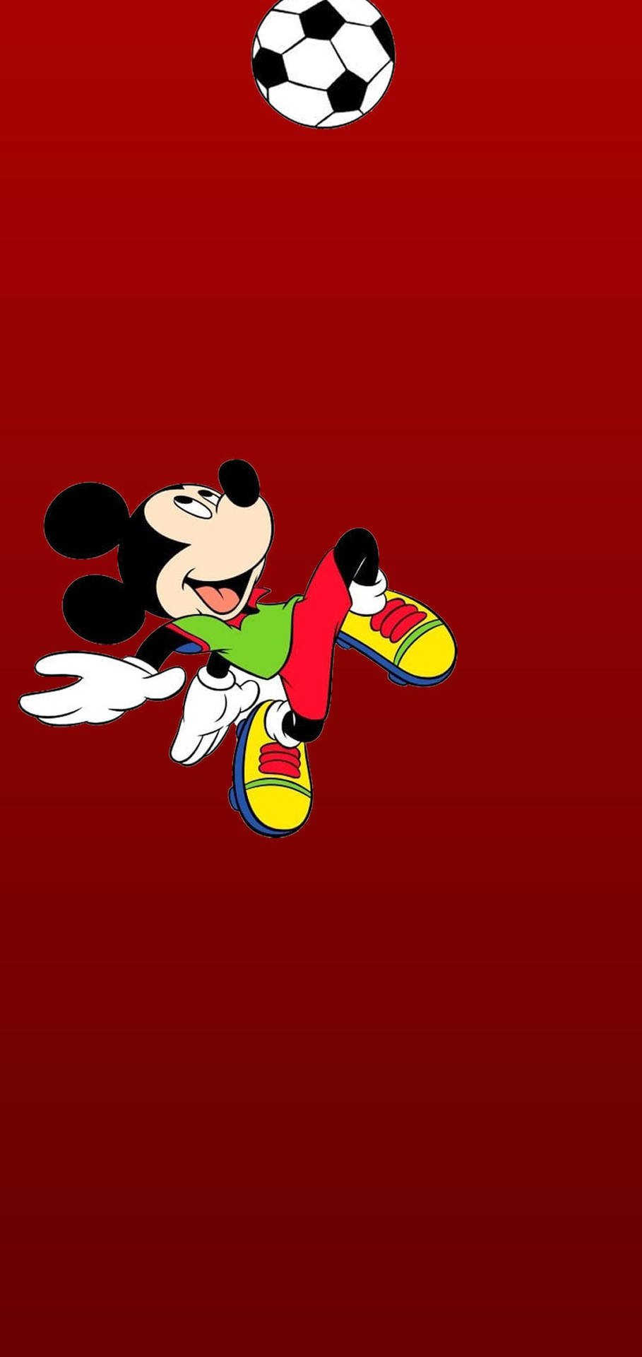 Samsung A51 Mickey Mouse Soccer Red Aesthetic Background