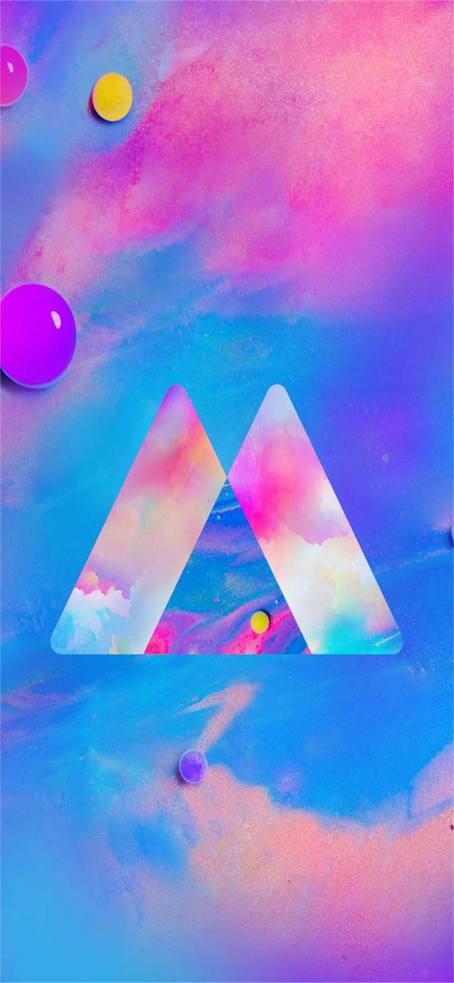 Samsung A51 Triangles And Balloons Blue And Pink Aesthetic