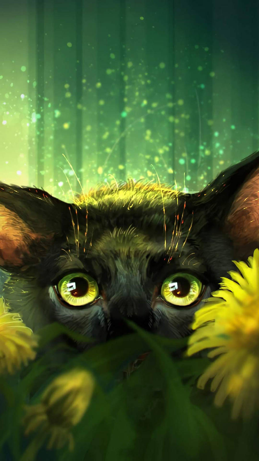 Samsung A71 Cat And Sunflowers Background
