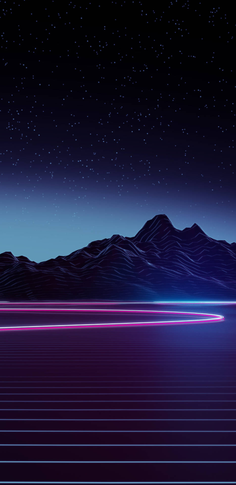 Samsung Galaxy 4k Mountains And Neon Light Streaks Background
