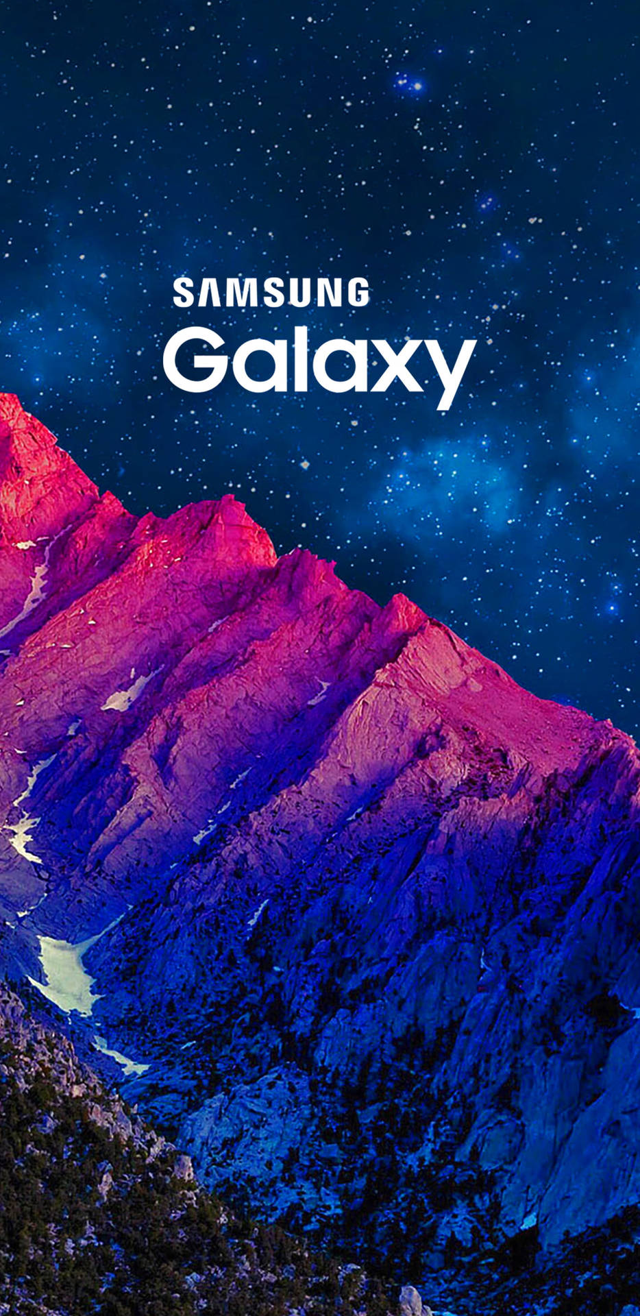 Samsung Galaxy J6 Illuminating The Twilight Mountain Peaks Background