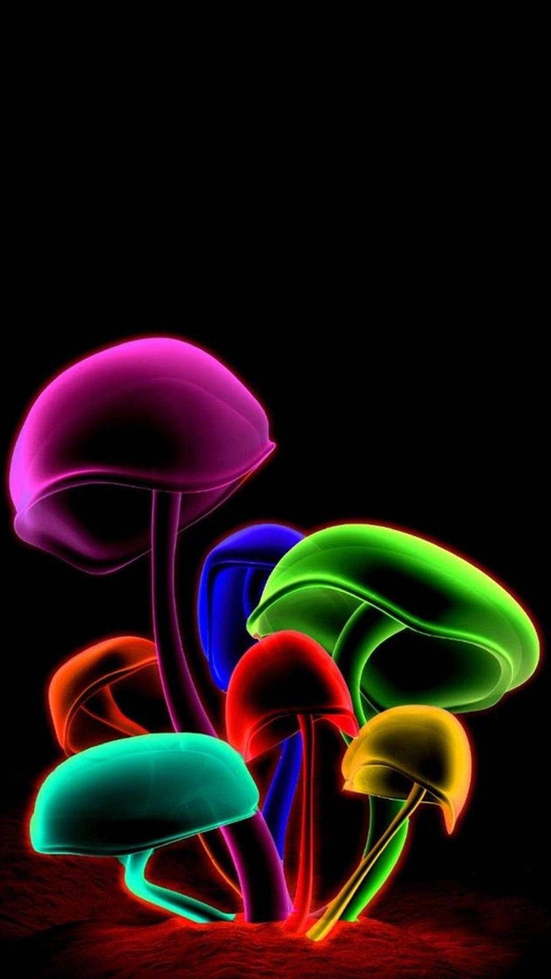 Samsung M21 Rainbow Mushrooms Background