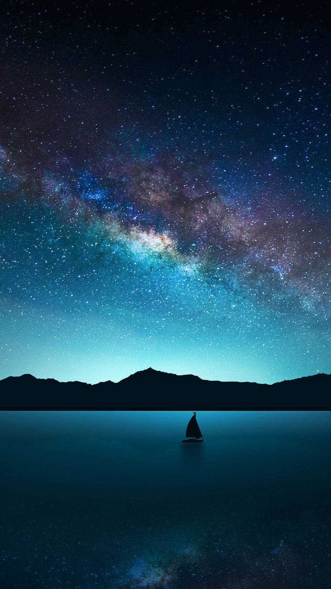 Samsung Mobile Ocean Night Sky Background