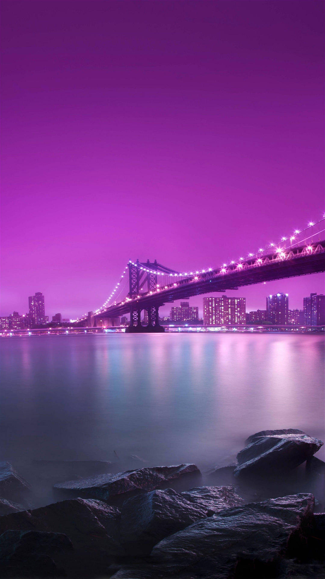 Samsung Mobile Purple Manhattan Bridge Background