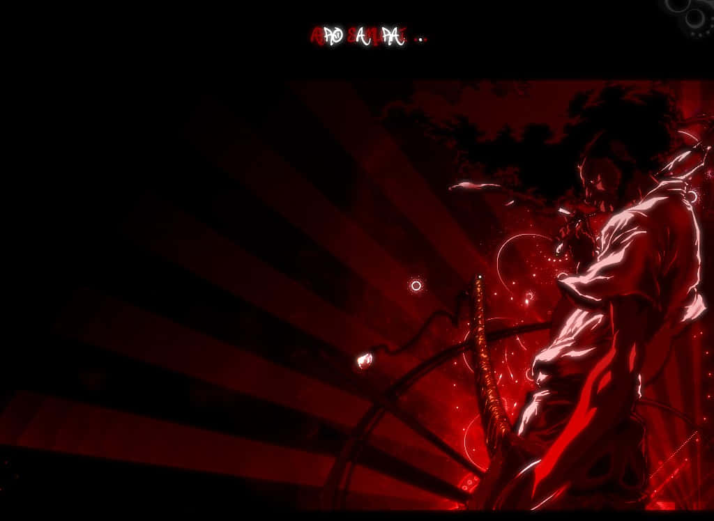 Samurai Anime Afro Red Sun Background