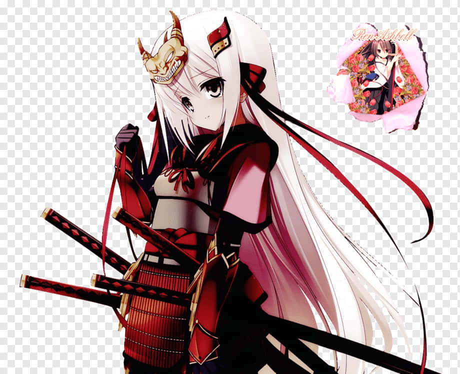 Samurai Anime Girl As Takeda Shingen Background