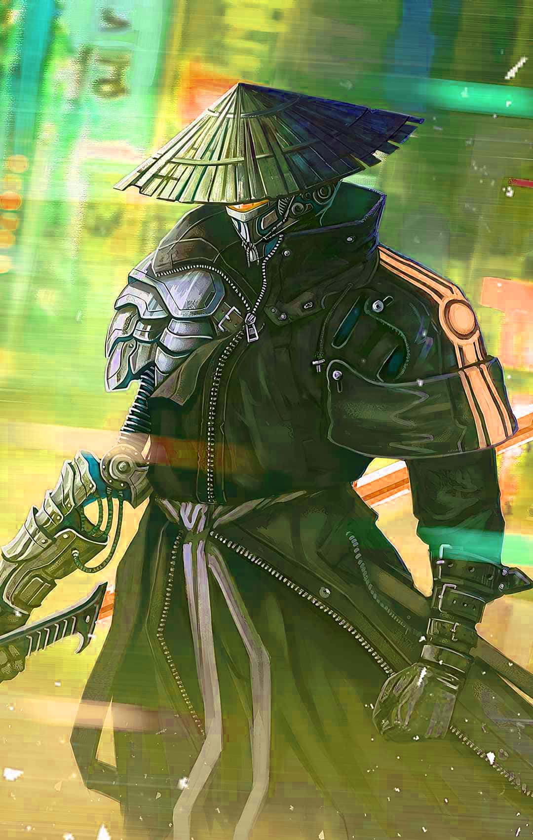 Samurai Anime Japan Cyberpunk Ronin Background