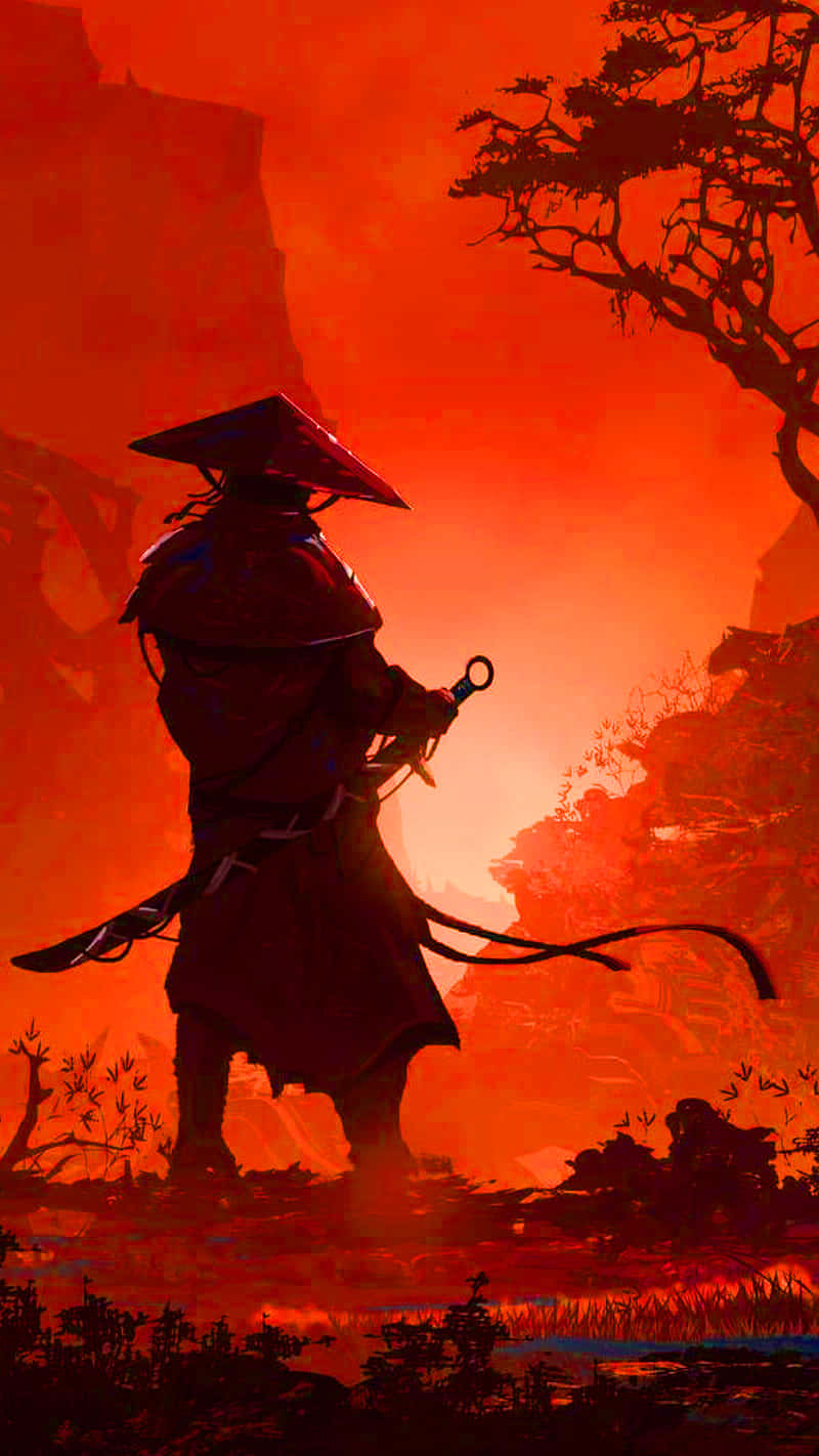 Samurai Anime Ronin Warrior Red Mountain