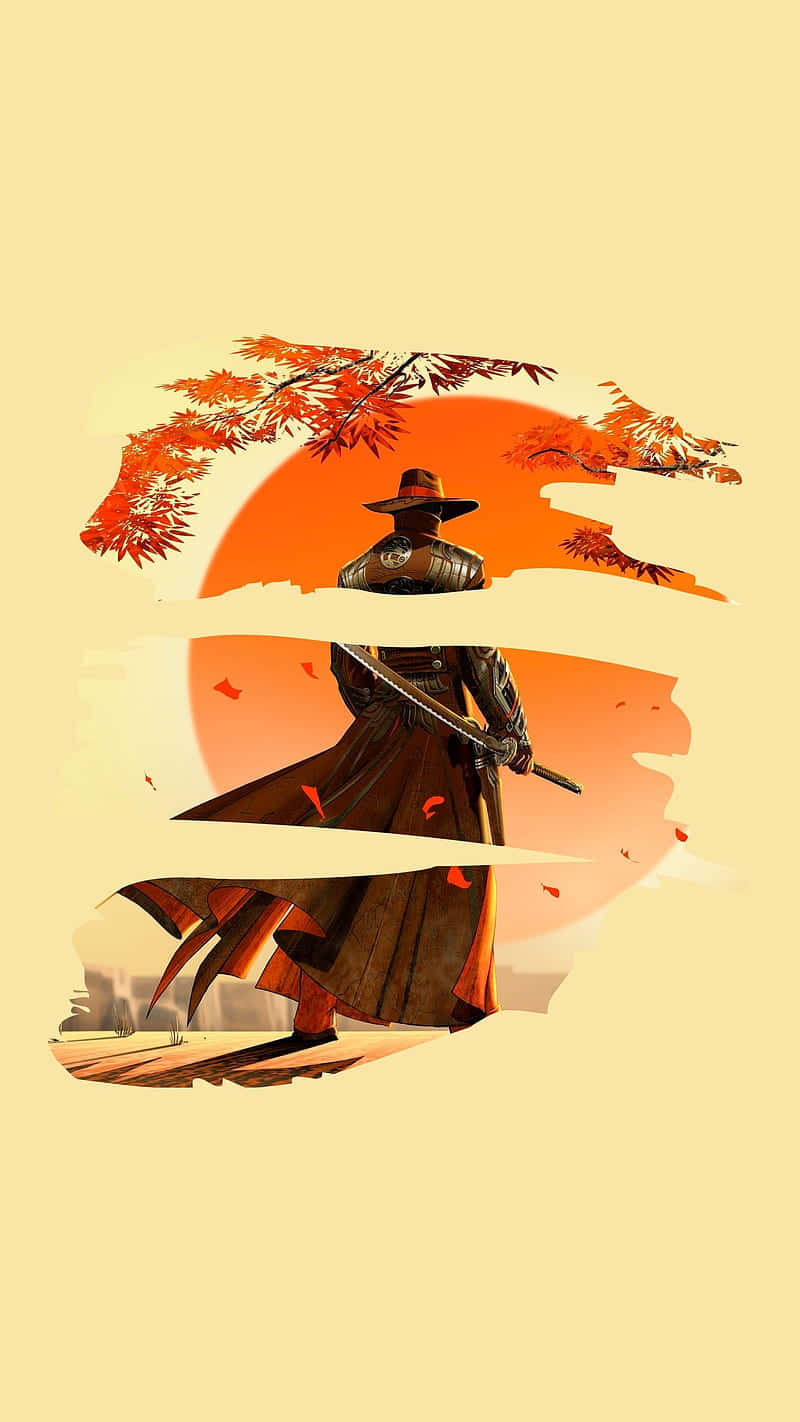 Samurai Cowboy Aesthetic Anime Sunset Background