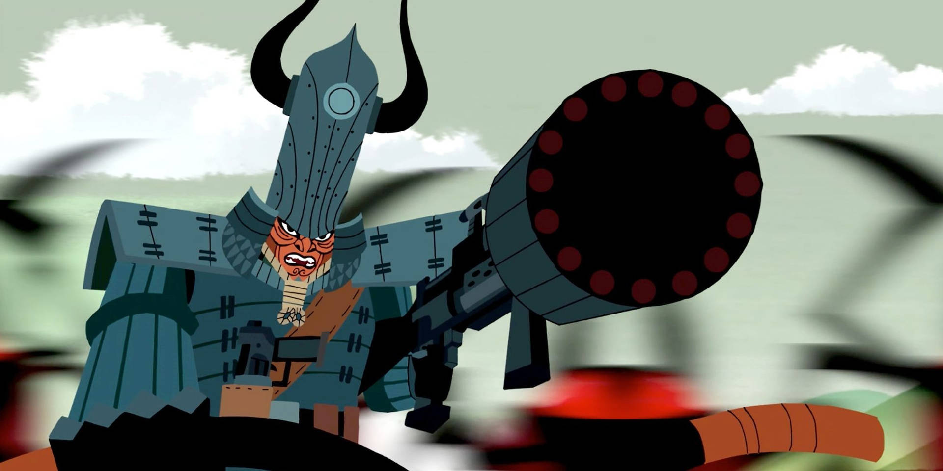 Samurai Jack Character In Armor Background