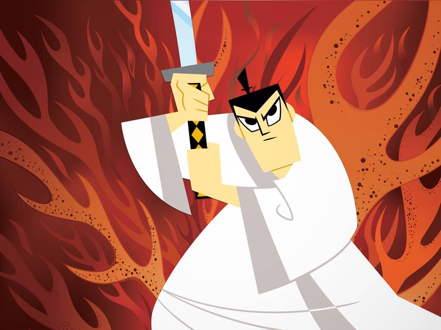 Samurai Jack In Battle Stance Background