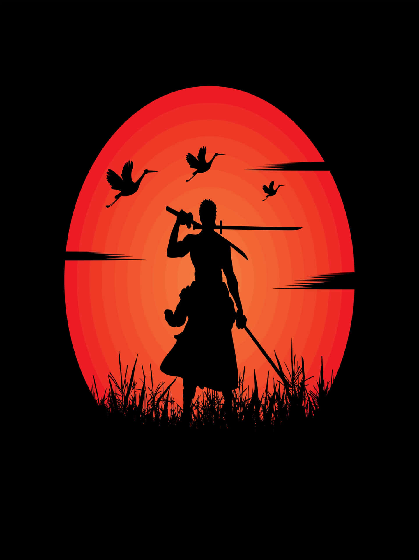 Samurai Sunset Silhouette