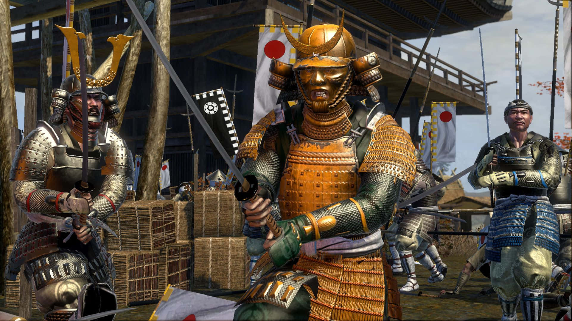 Samurai Warrior In Armor On A Battlefield