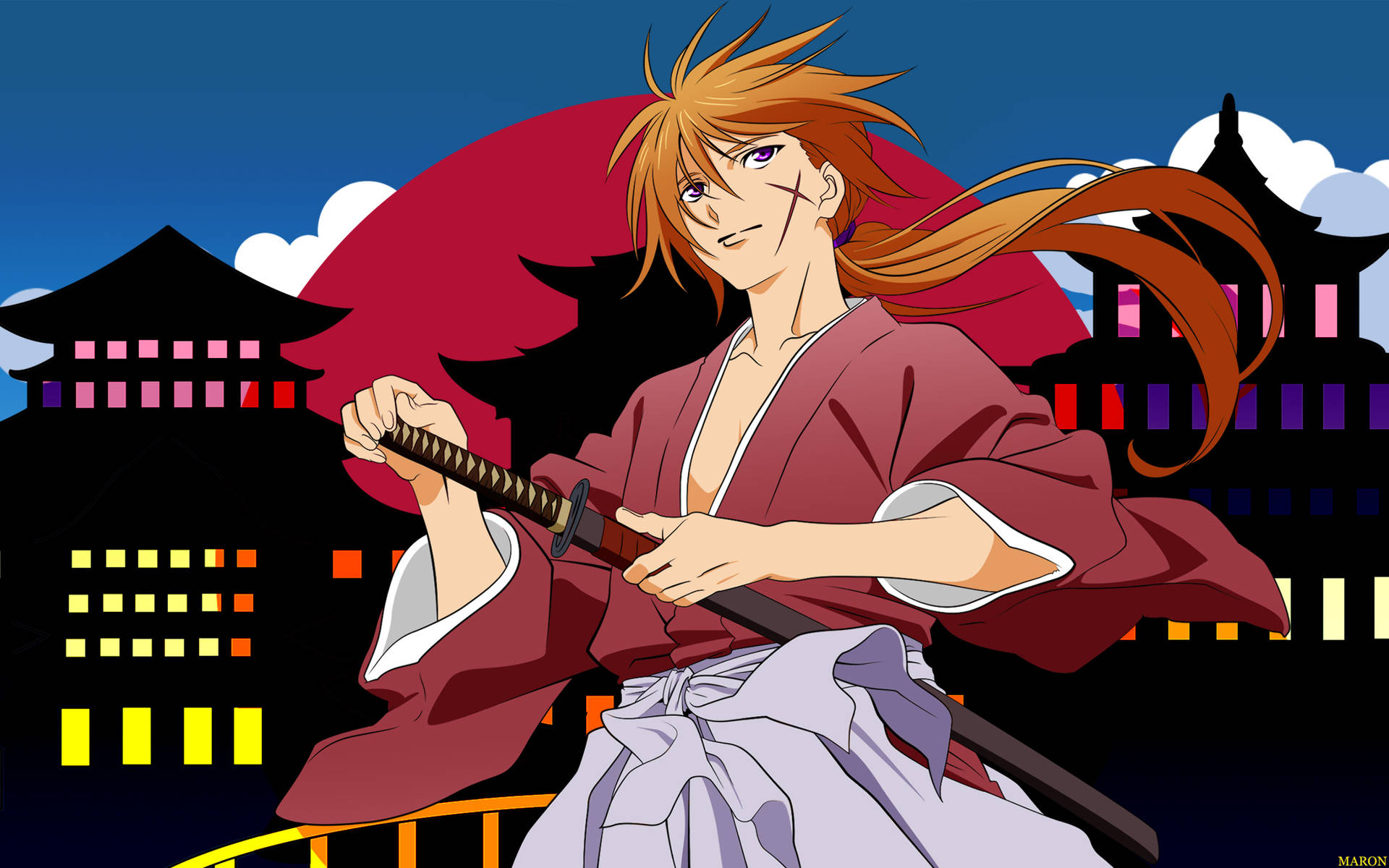 Samurai X Kenshin Digital Art Background