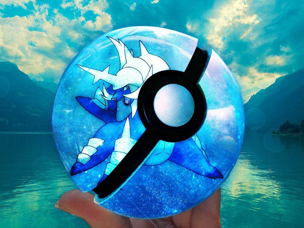 Samurott In Blue Pokeball Background