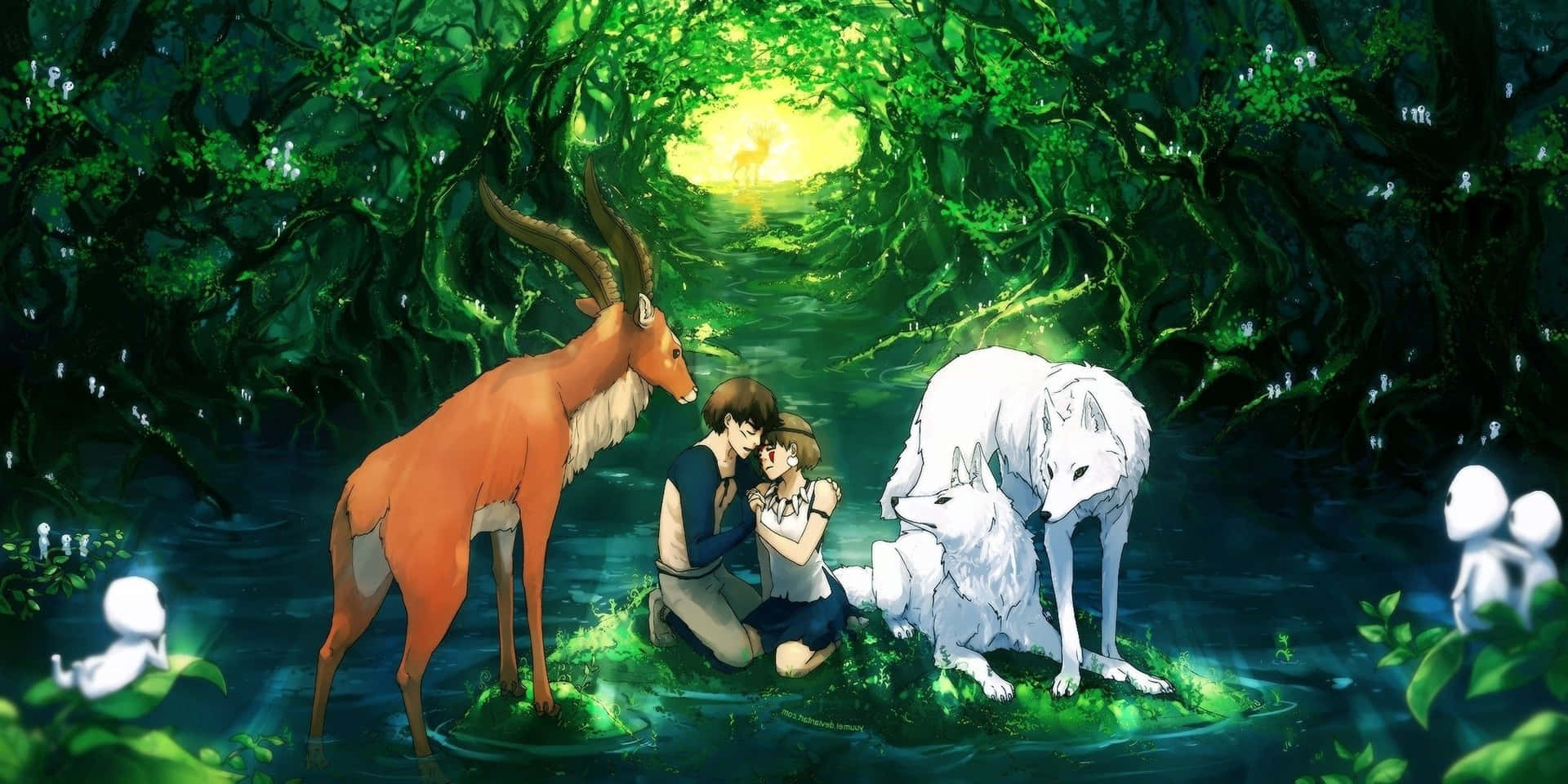 San And The Wolf God, Okkoto-nushi From The Movie Princess Mononoke Background