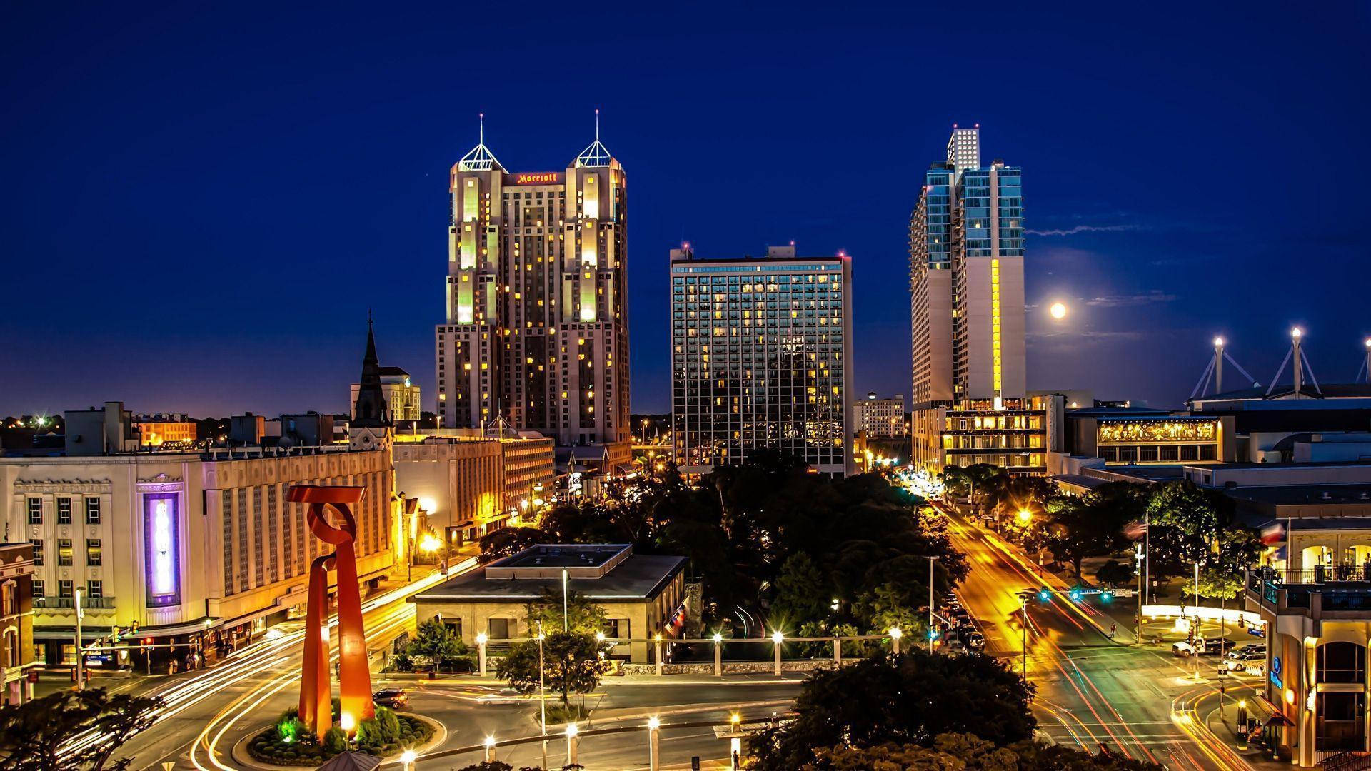 San Antonio Night Buildings Background