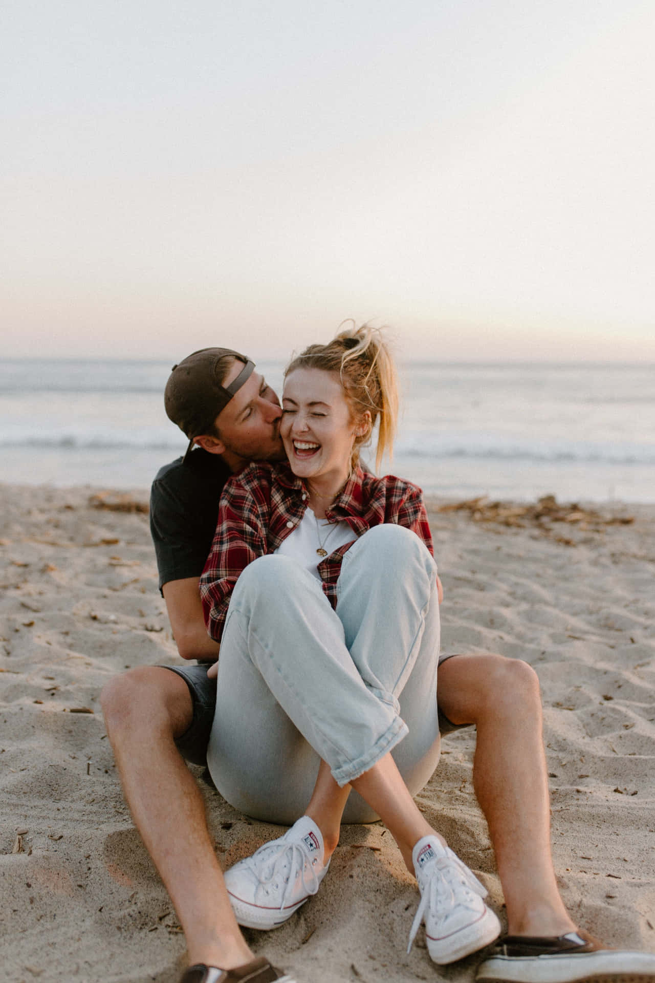 San Clemente Couple At Beach Background