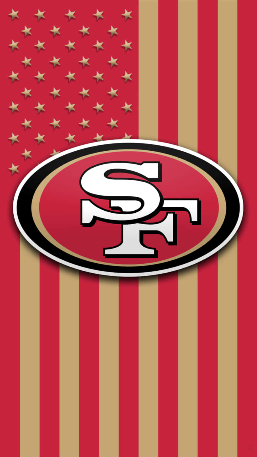 San Francisco 49ers Logo On An American Flag Background