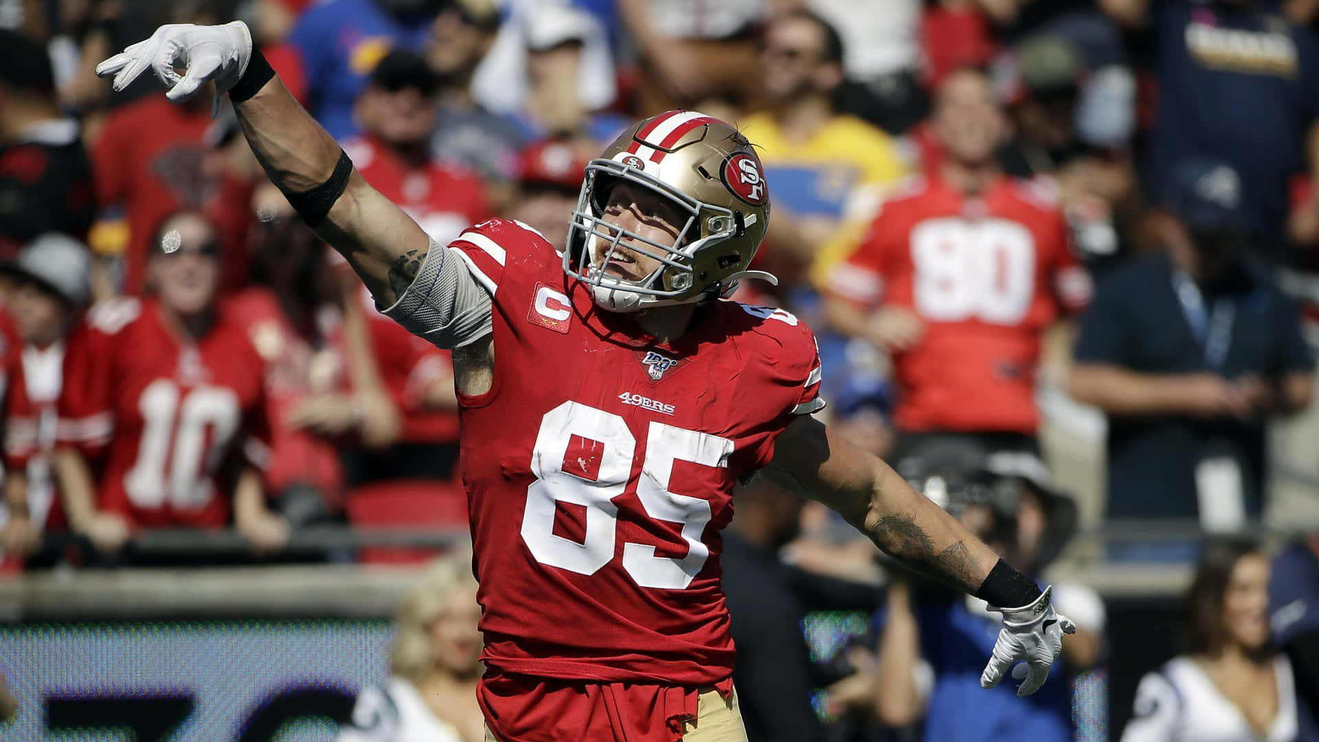 San Francisco 49ers Superstar Tight End, George Kittle. Background