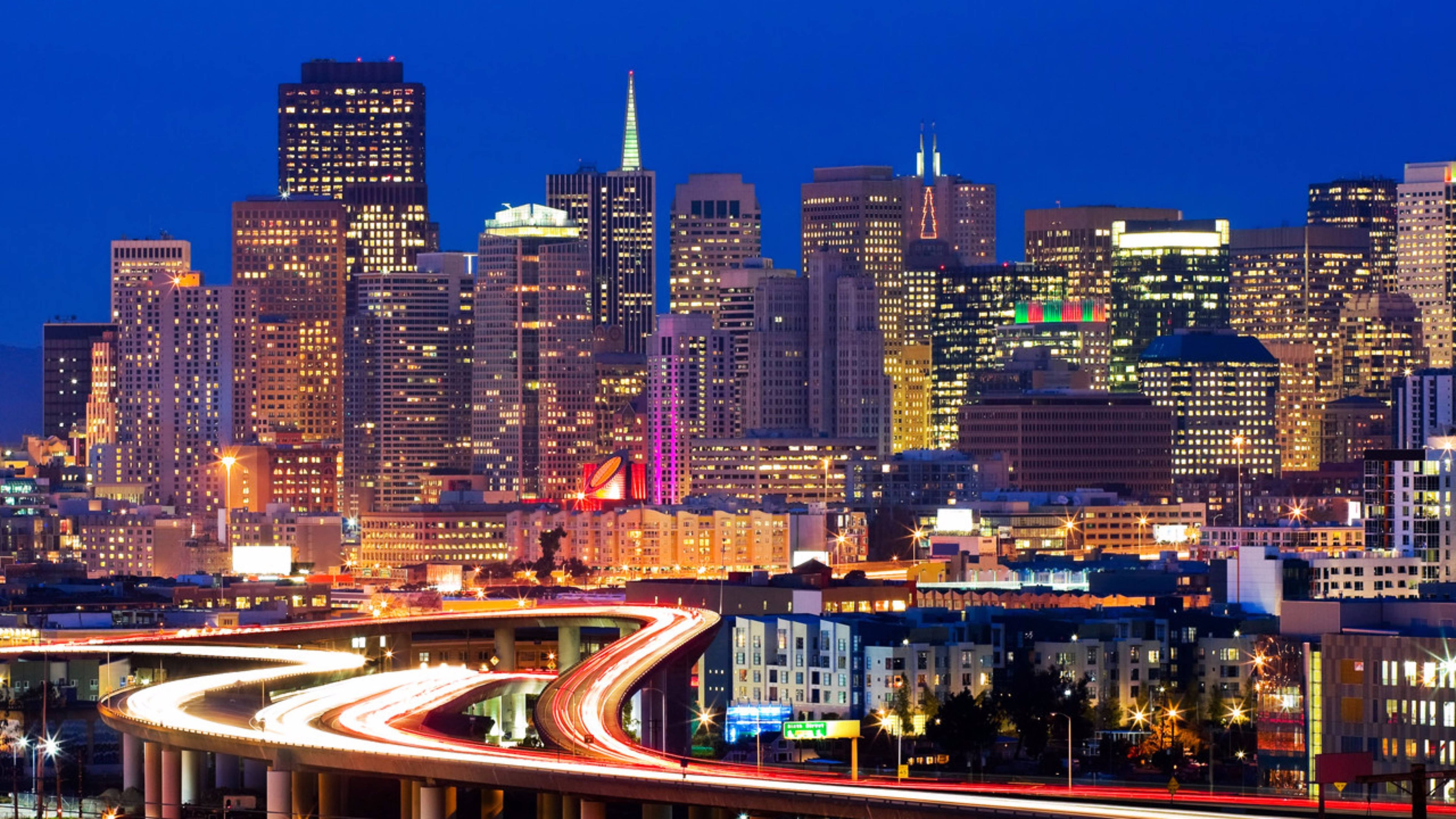 San Francisco 4k Bright Night City View Background