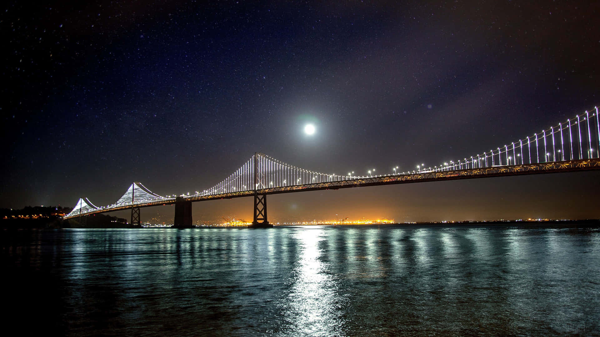 San Francisco Bay Bridge Night View4 K Background