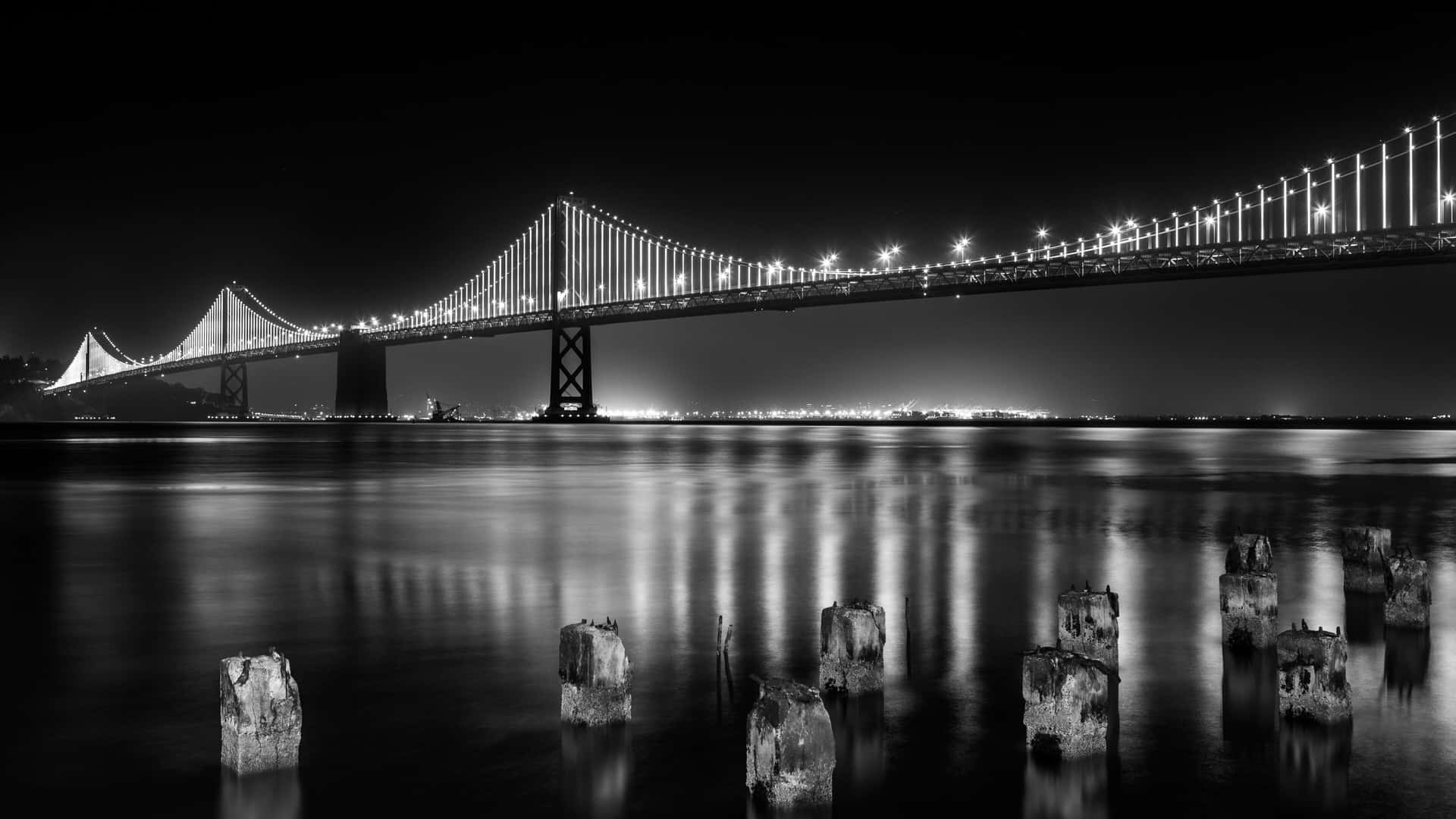 San Francisco Bay Bridge Night View4 K Background
