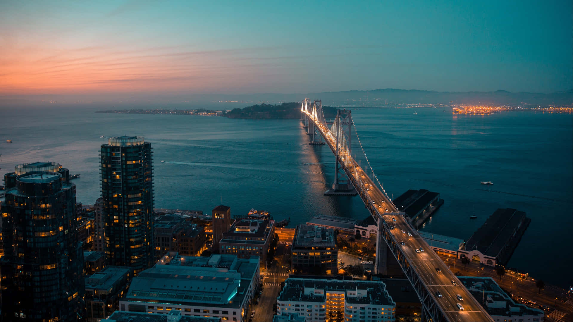 San Francisco Bay Bridge Twilight4 K Background