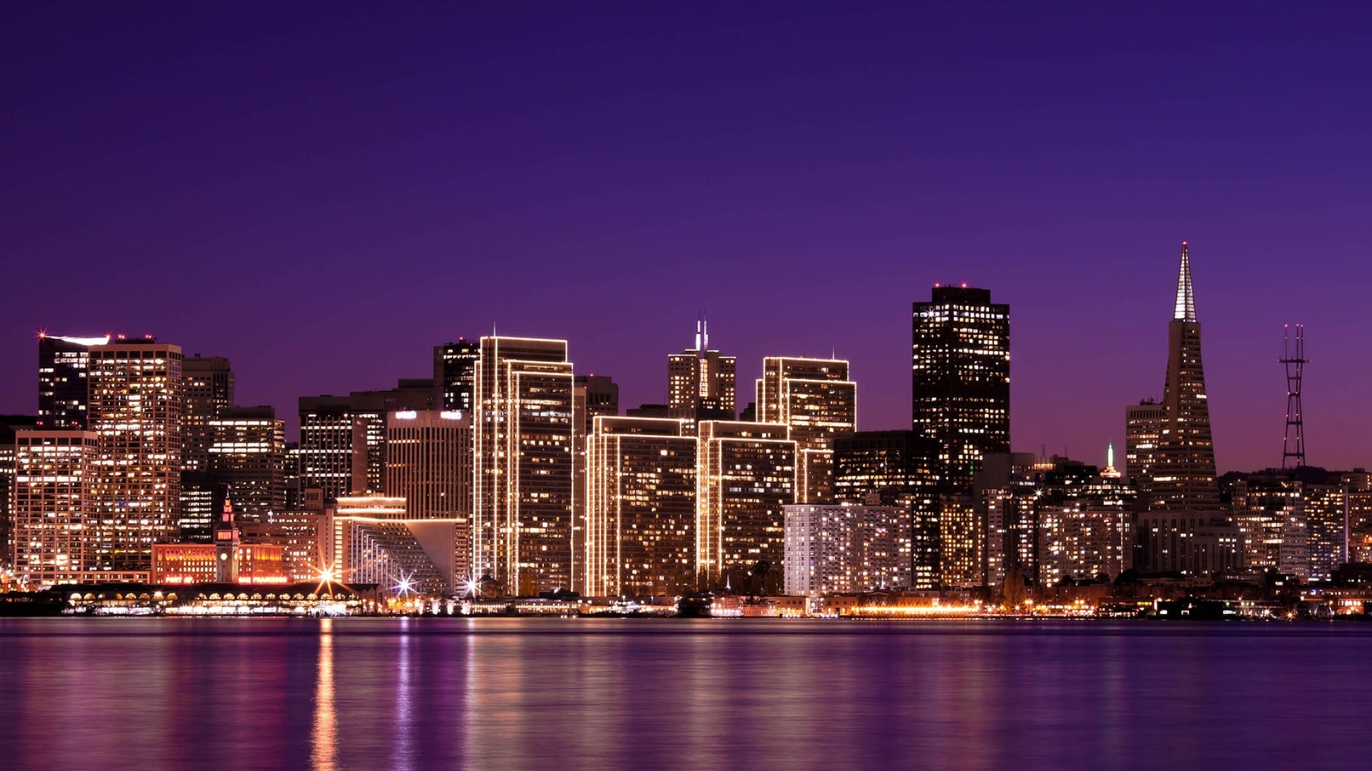 San Francisco City Buildings Nightscape Hd Background