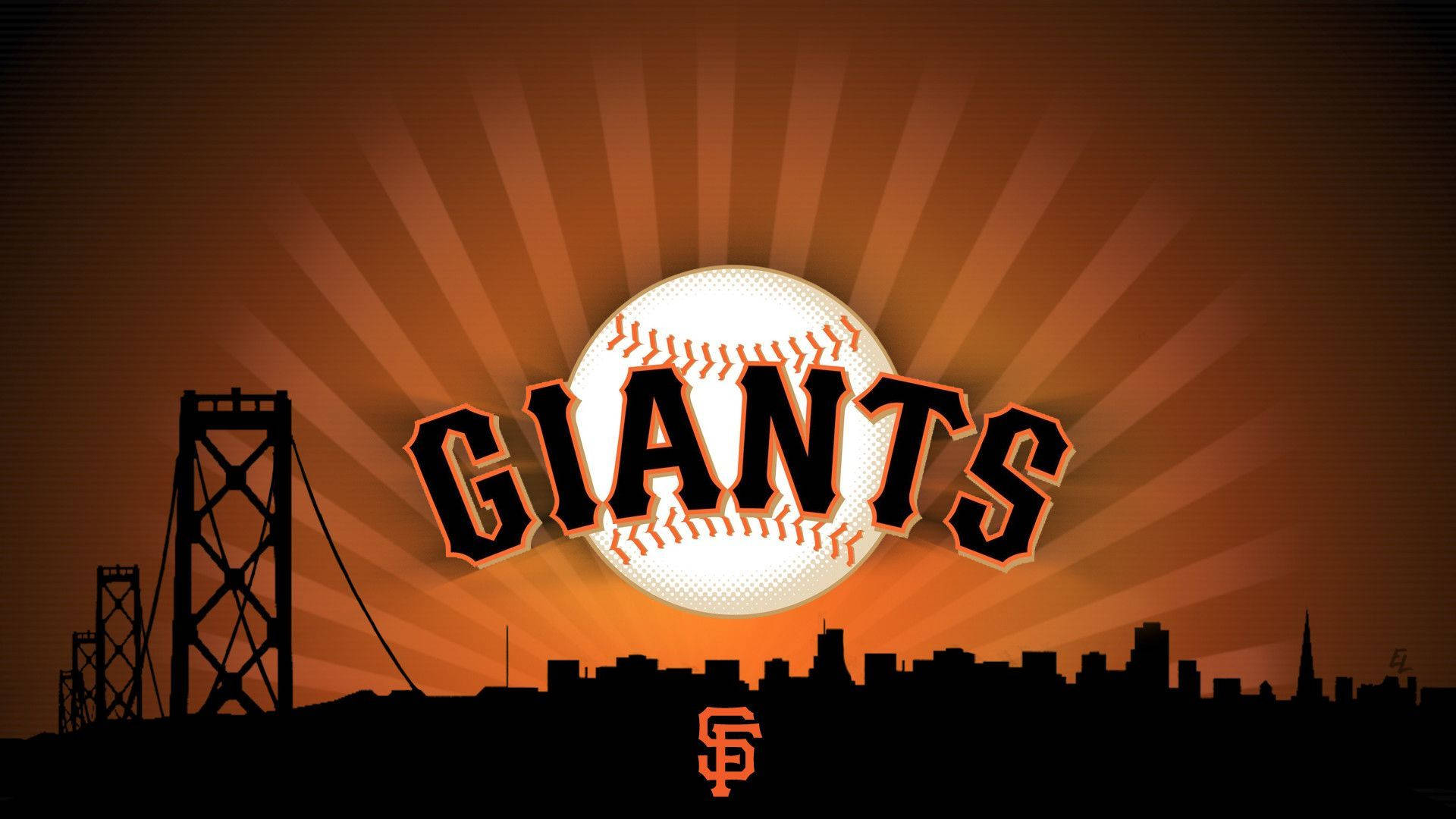 San Francisco Giants Emblem Illuminated Over The City Skyline Background