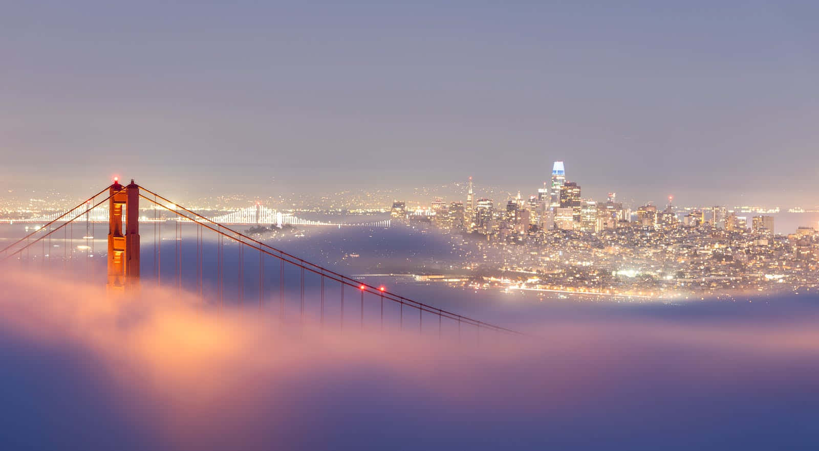 San Francisco Golden Gate Bridge In The Fog Background