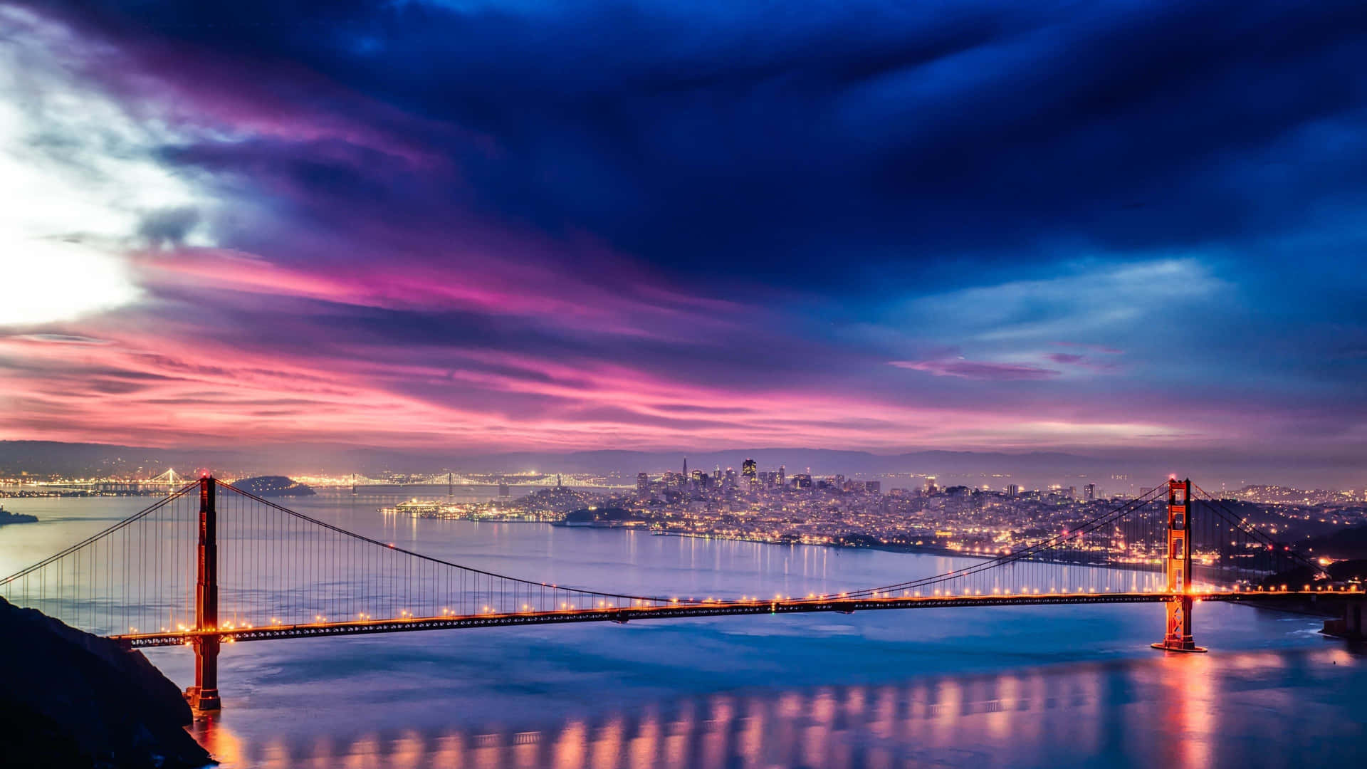San Francisco Golden Gate Bridge Sunset Background