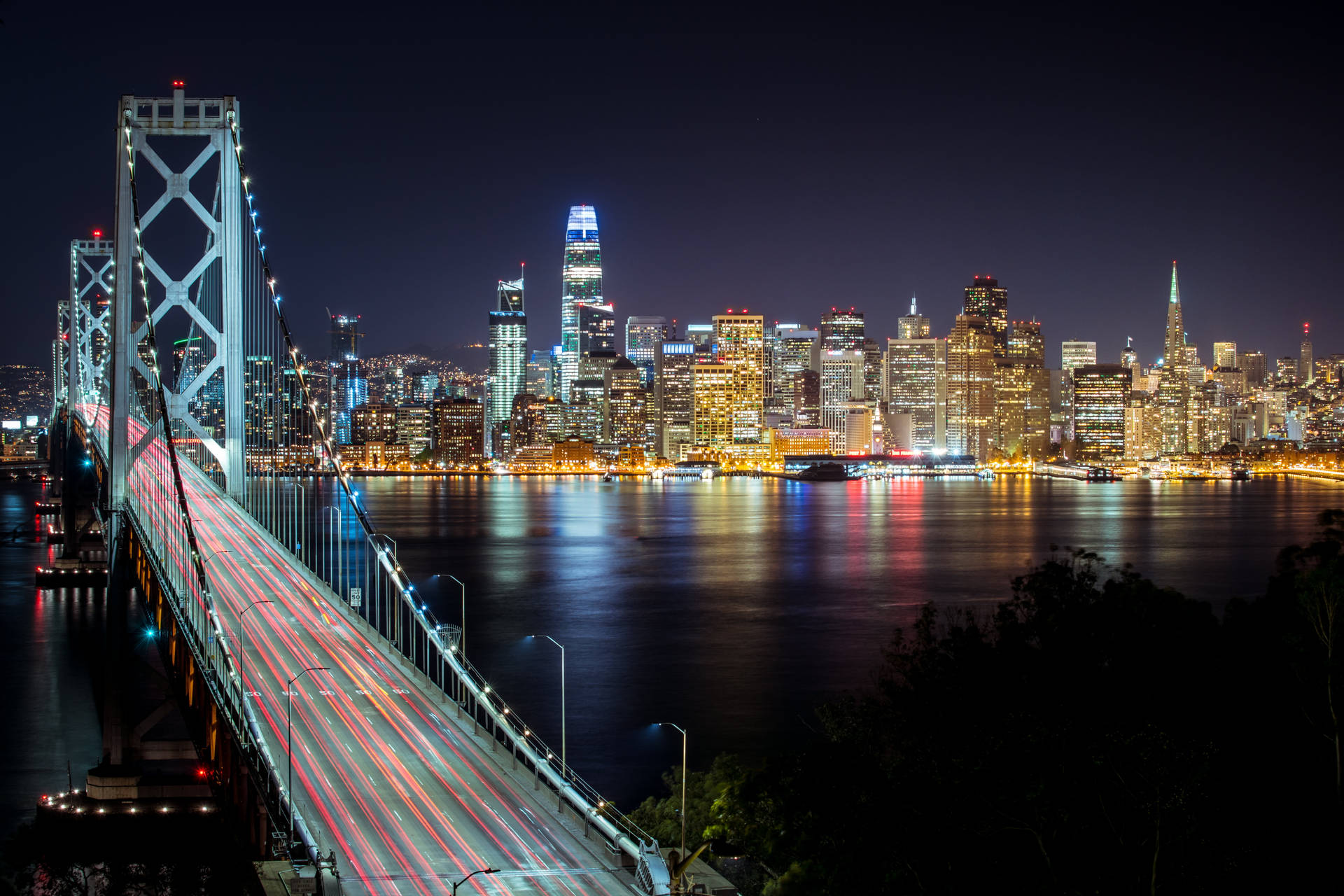 San Francisco Skyline And Bay Bridge Background