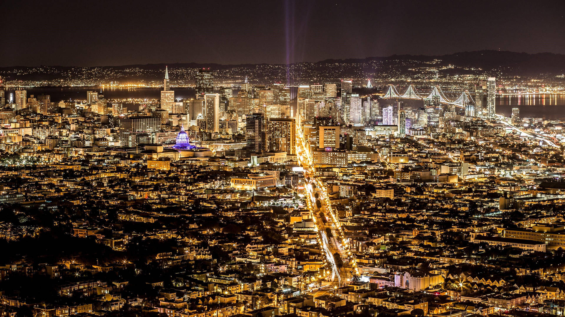 San Francisco Skyline And Lights Background