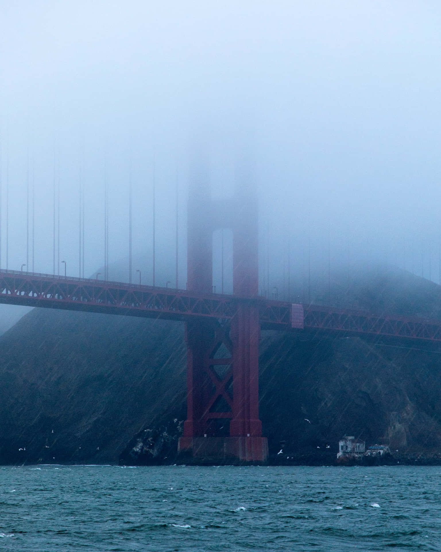 San Francisco Skyline Shrouded In Thick Early Morning Fog Background