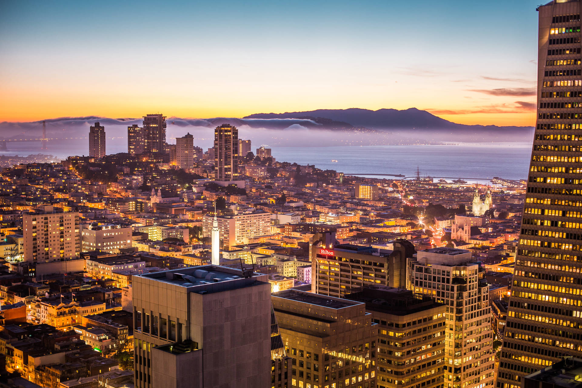 San Francisco Skyline With Evening Sunset