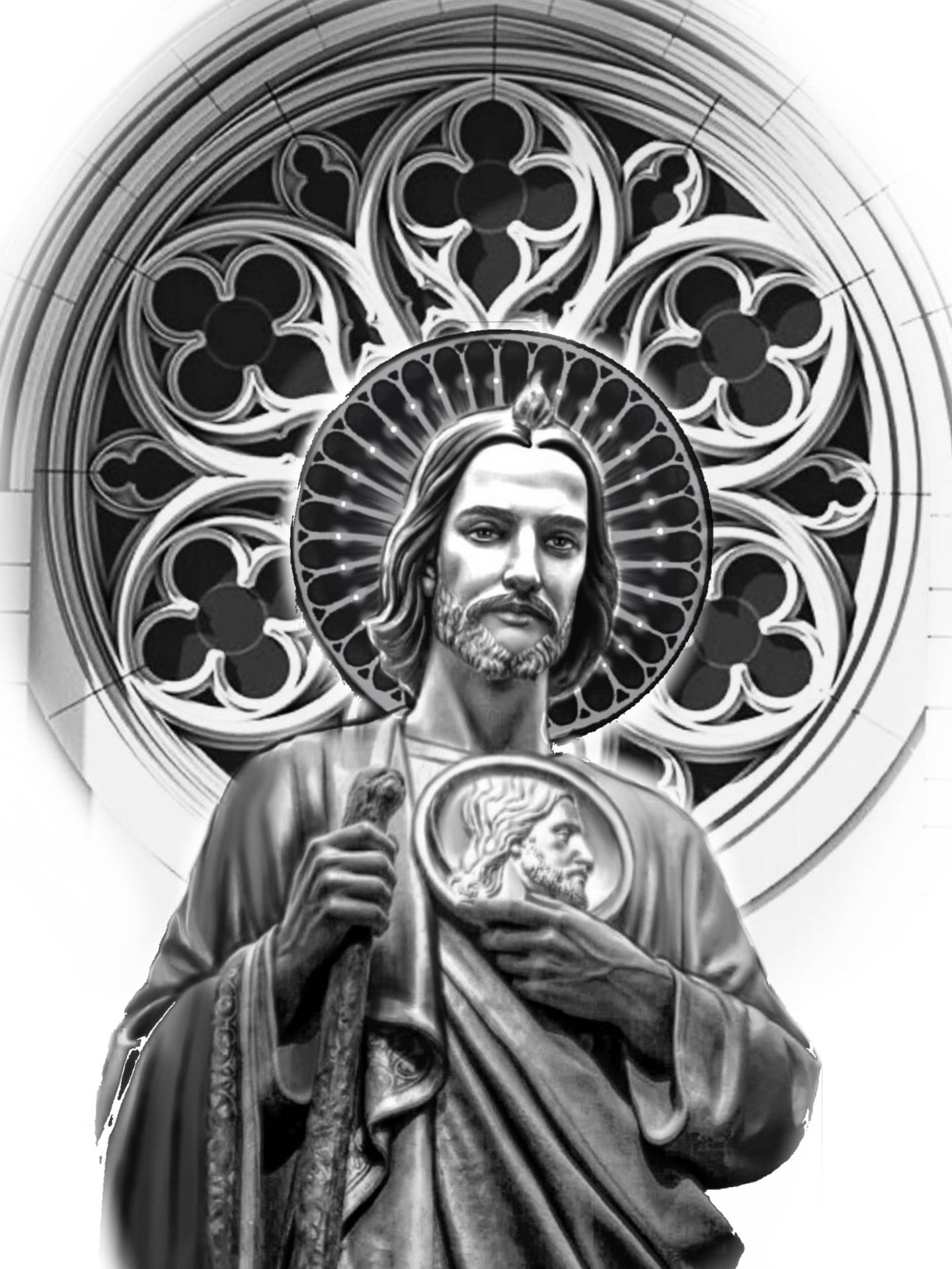 San Judas Black And White Background